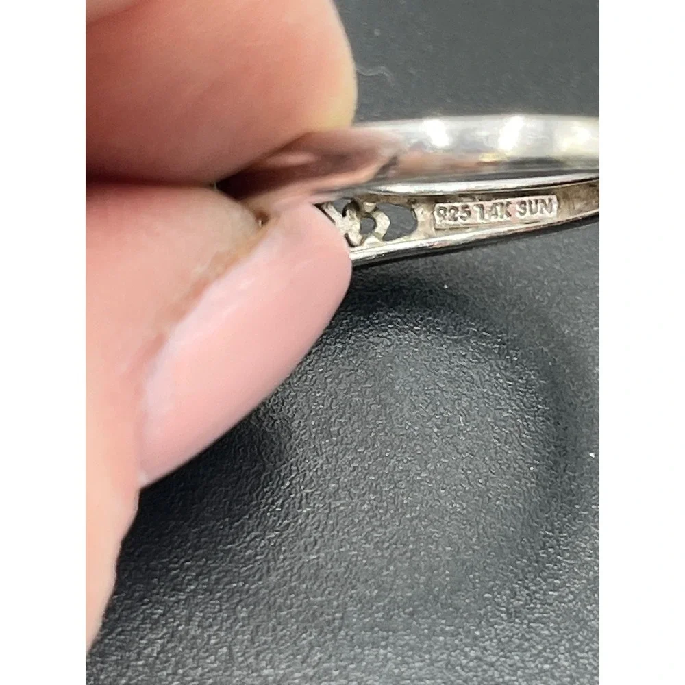 Sun Sterling Silver 14K Rose Gold Heart Natural Diamonds  Engagement Ring Sz 9.5
